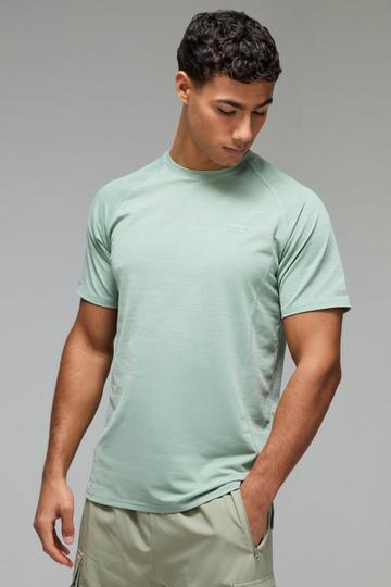 Sage Green Man Active Gym Lightweight Marl T-Shirt