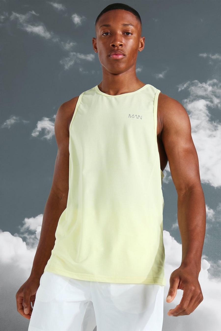 Camiseta sin mangas MAN Active ligera jaspeada estilo nadador, Yellow image number 1