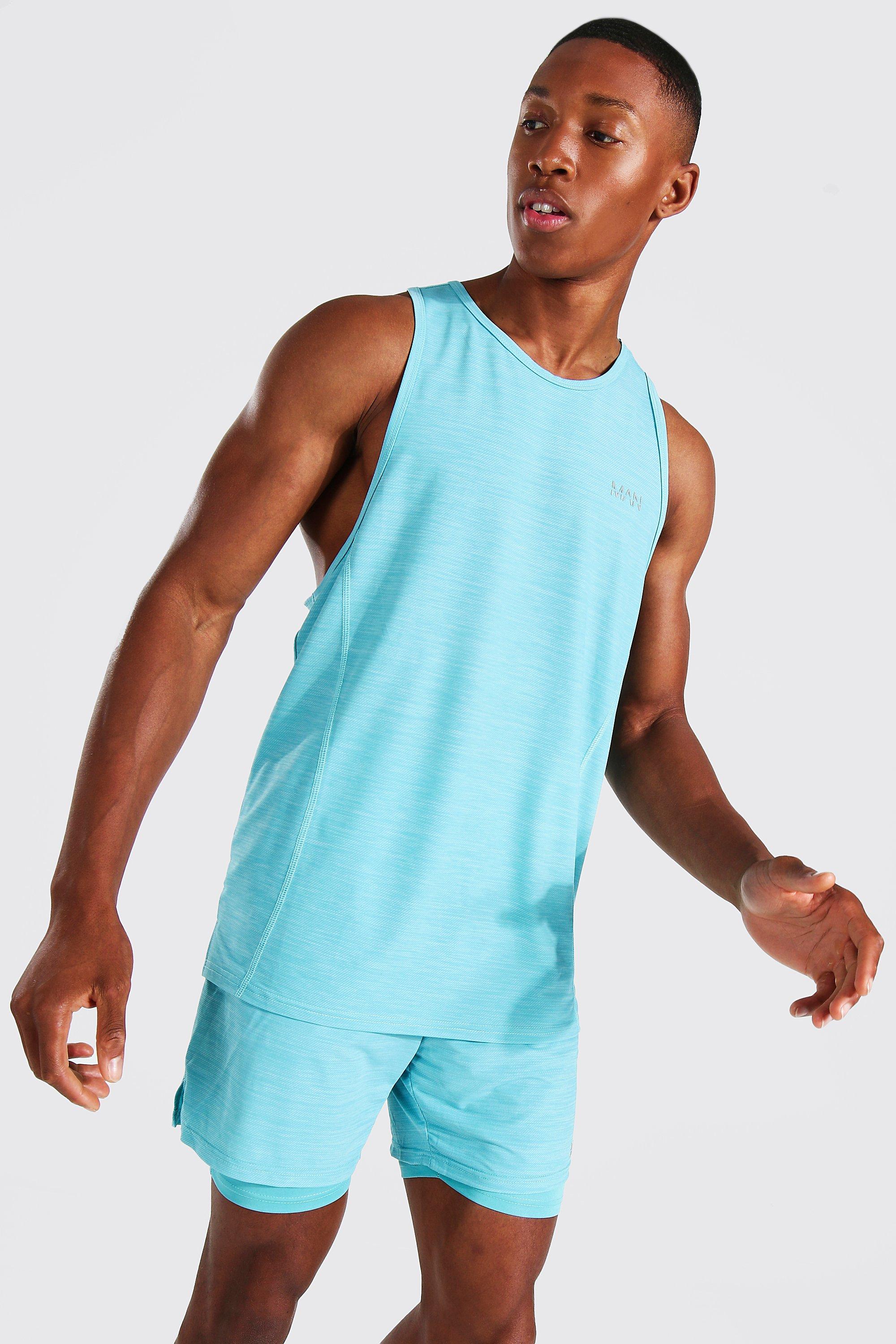 Man Active Gym Lightweight Marl Racer Tank