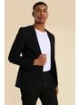 Black negro Skinny Collarless Suit Jacket