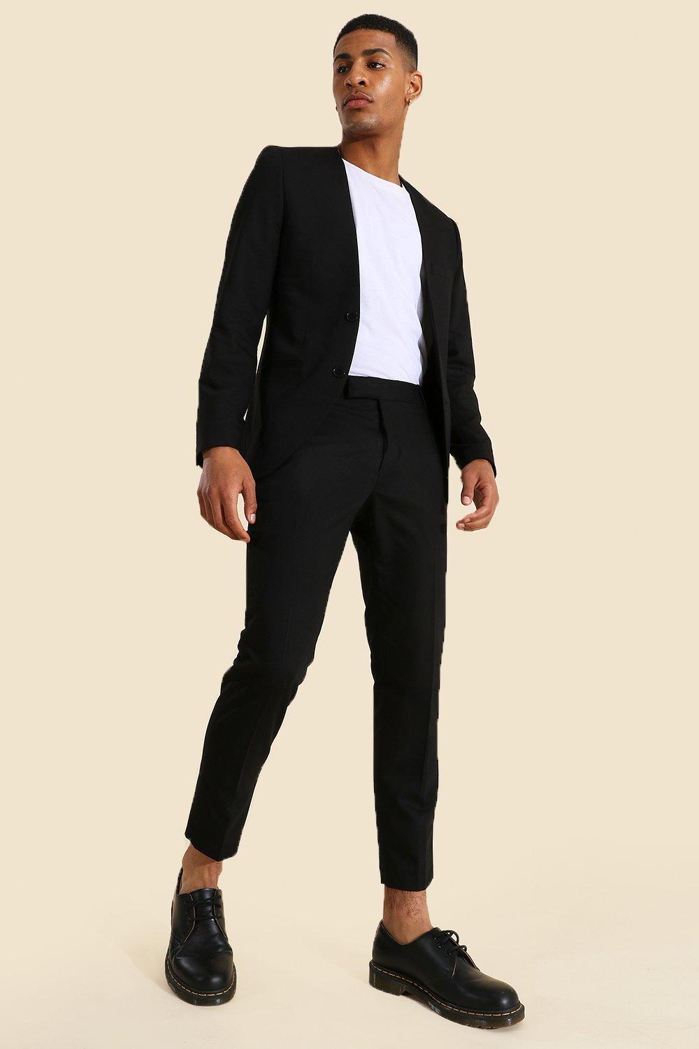 Men's Skinny Collarless Suit Jacket | boohoo