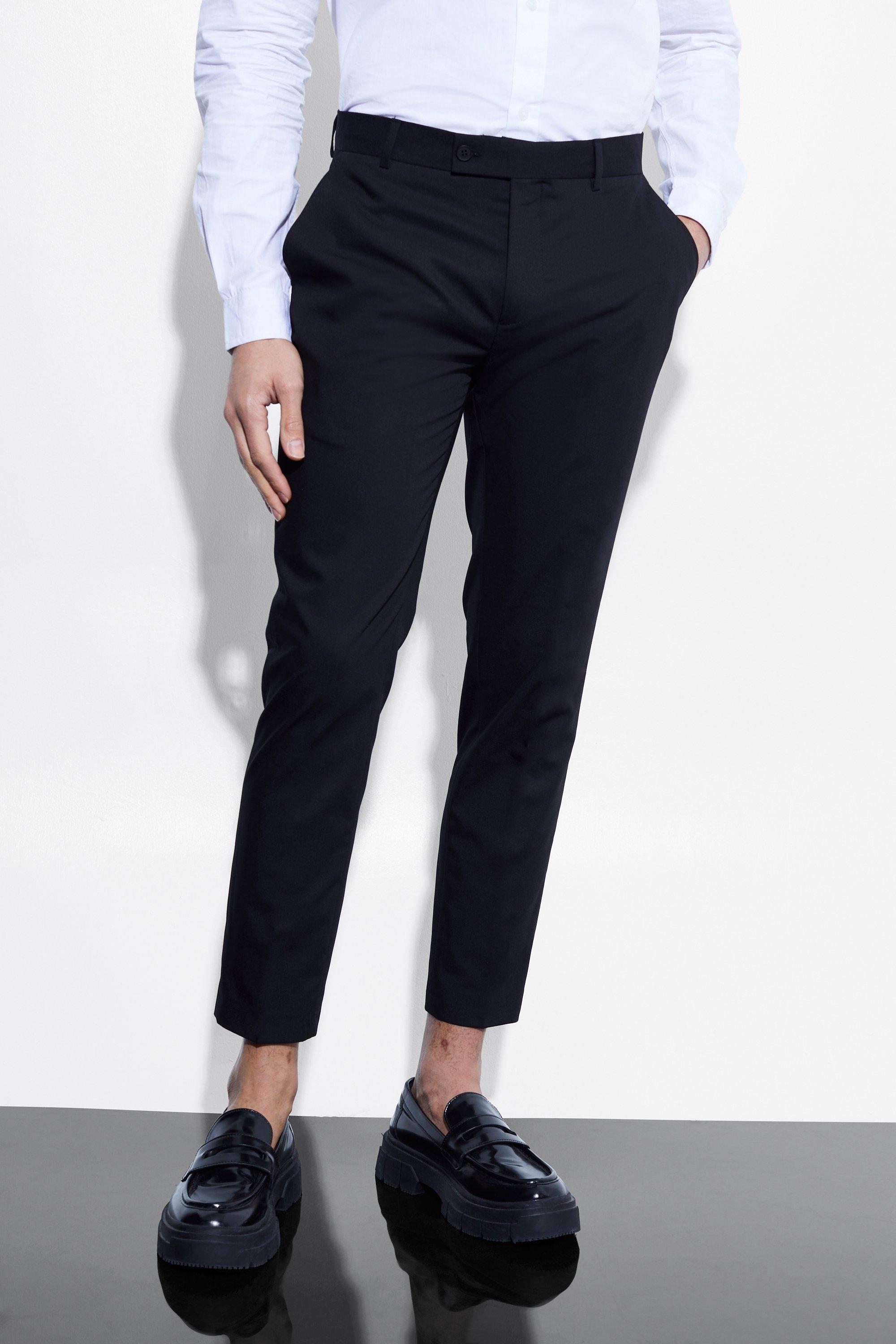 mens skinny fit black trousers