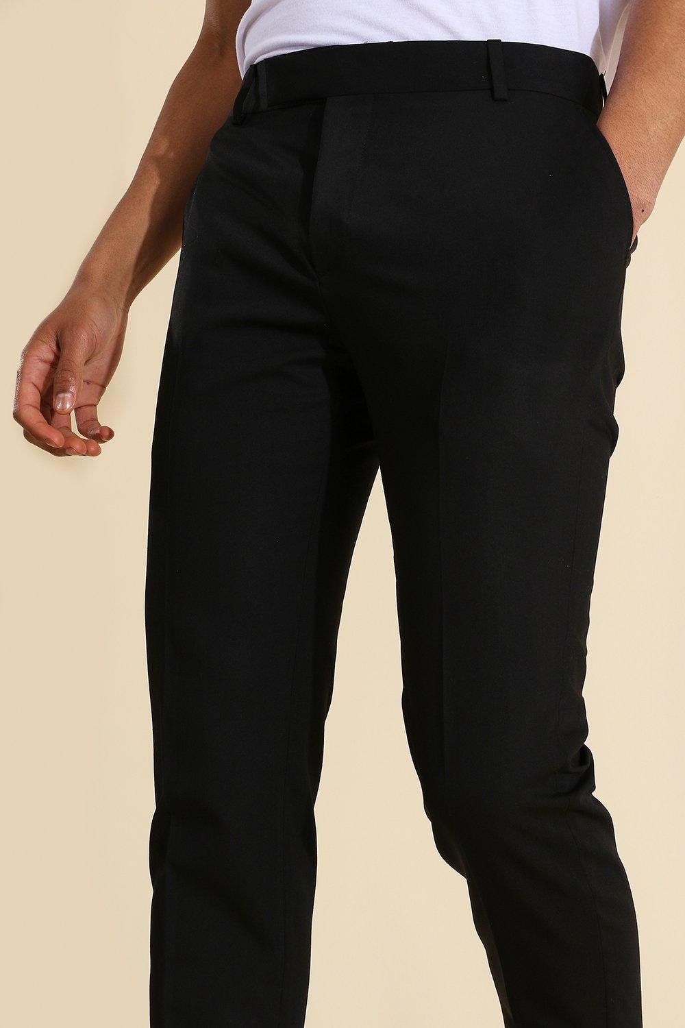 Mens skinny black cropped hot sale trousers