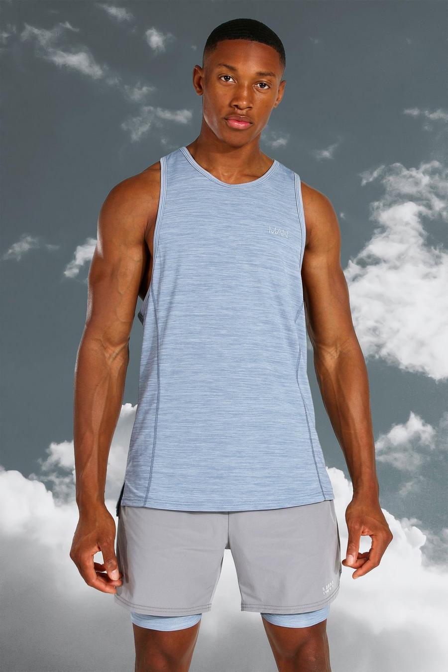 Camiseta sin mangas MAN Active ligera jaspeada estilo nadador, Grey image number 1