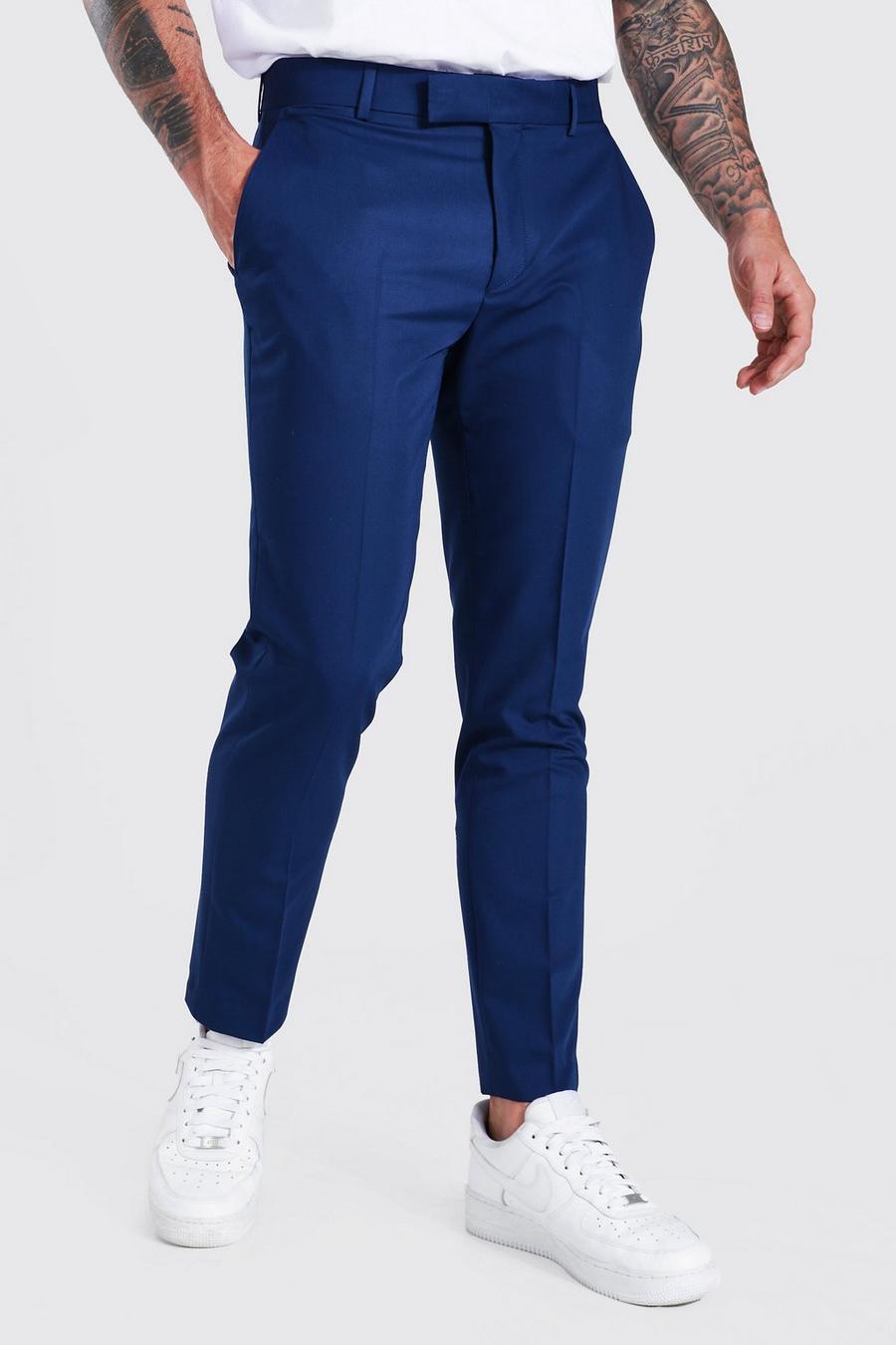 Navy marineblau Ingekorte Skinny Fit Pantalons