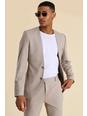 Stone beige Skinny Collarless Suit Jacket
