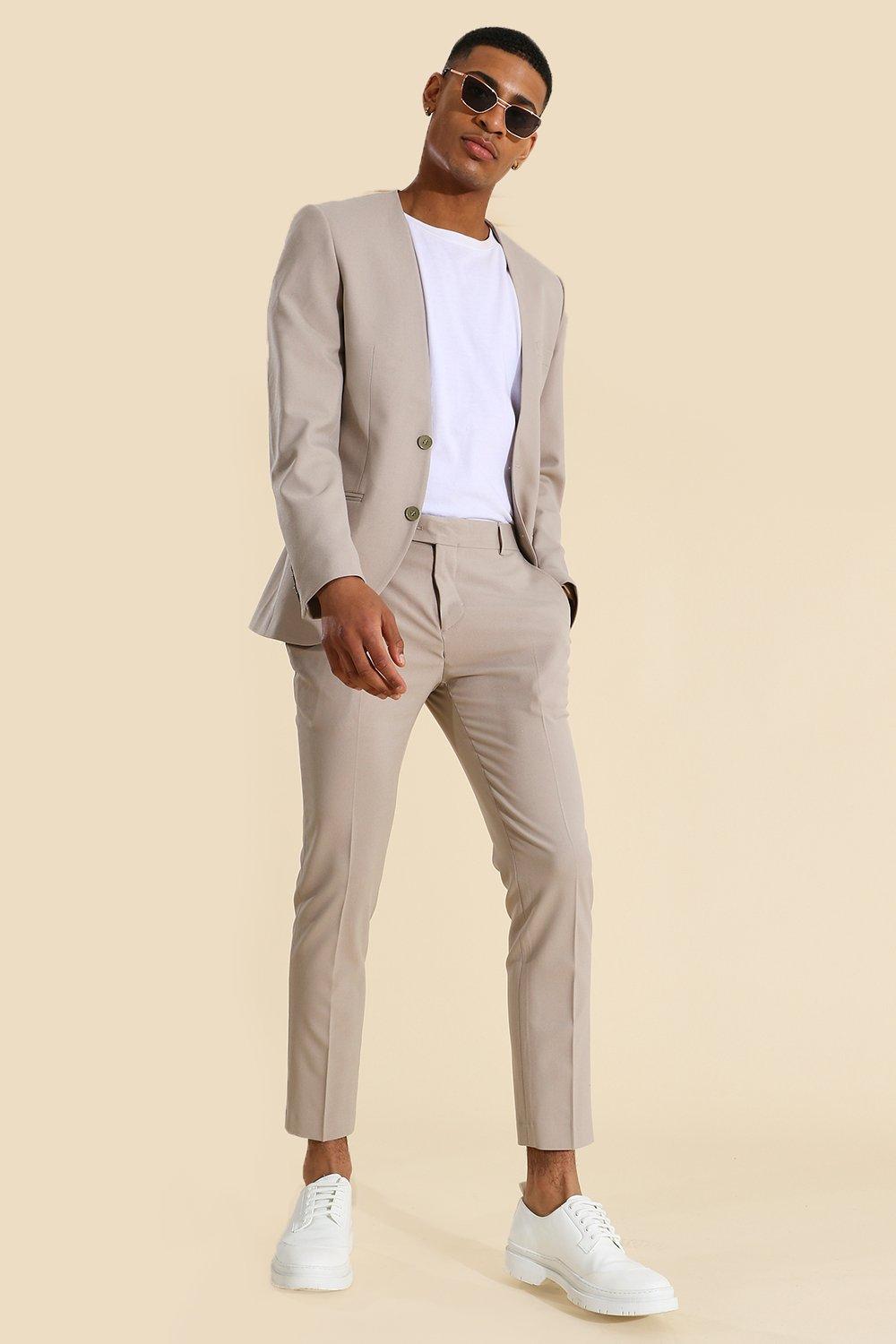 Skinny Collarless Suit Jacket