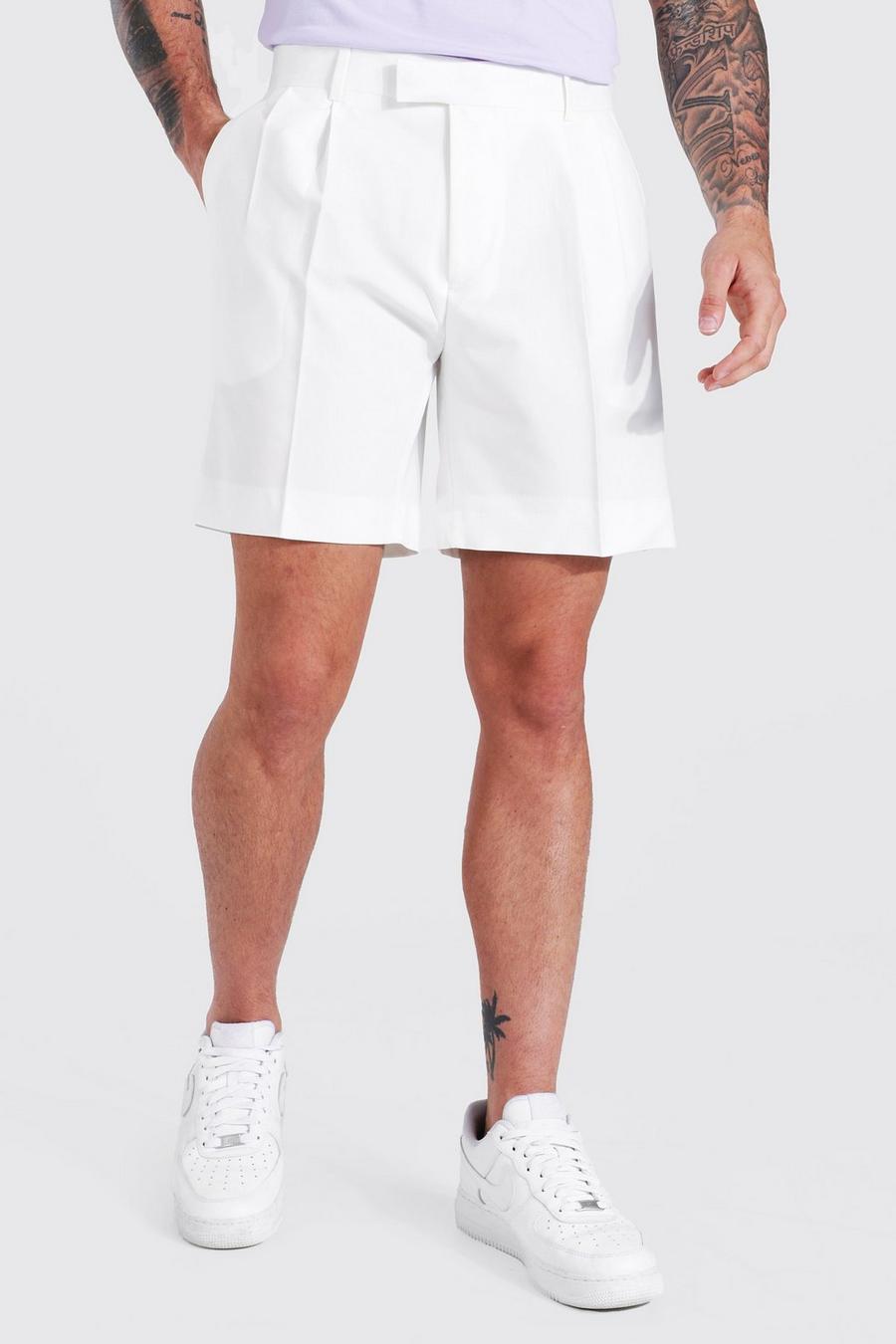 White Relaxed Mid Length Tailored Short image number 1