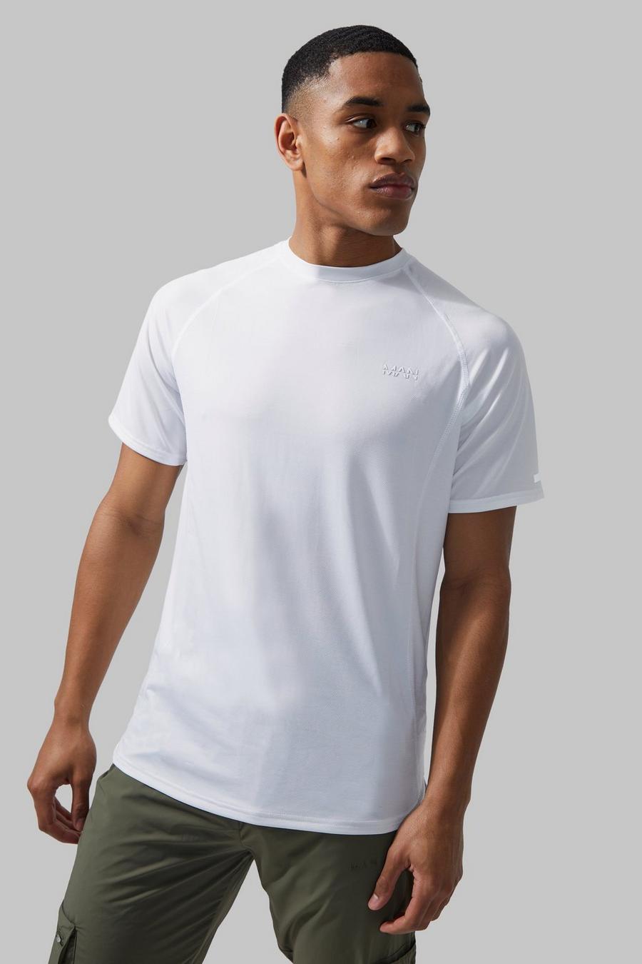 Camiseta MAN Active ligera jaspeada, White blanco