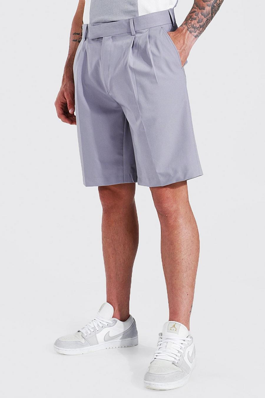 Grey Relaxed Long Length Tailored Short image number 1