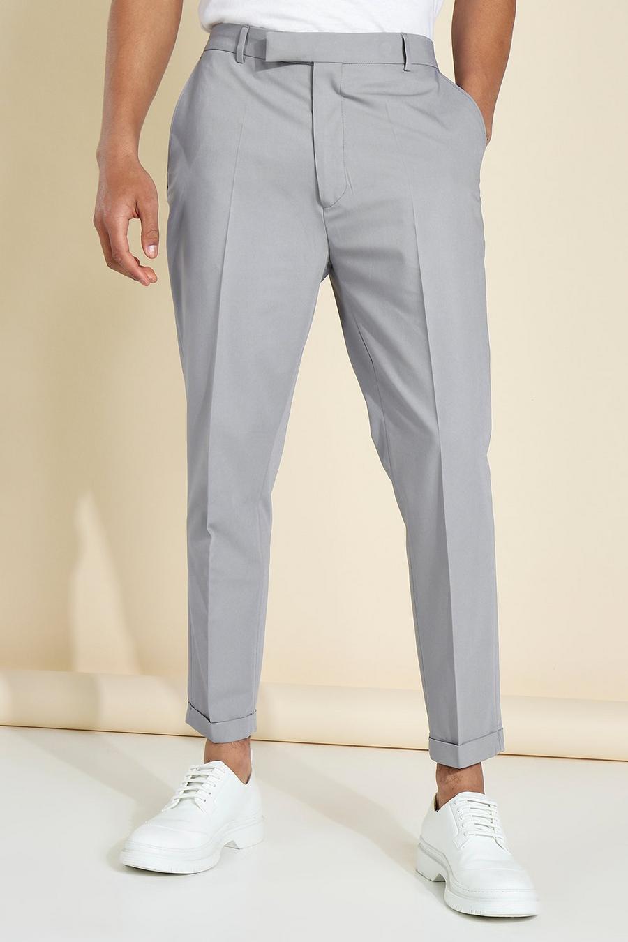 Pantaloni affusolati parzialmente elasticizzati taglio sartoriale, Grey image number 1