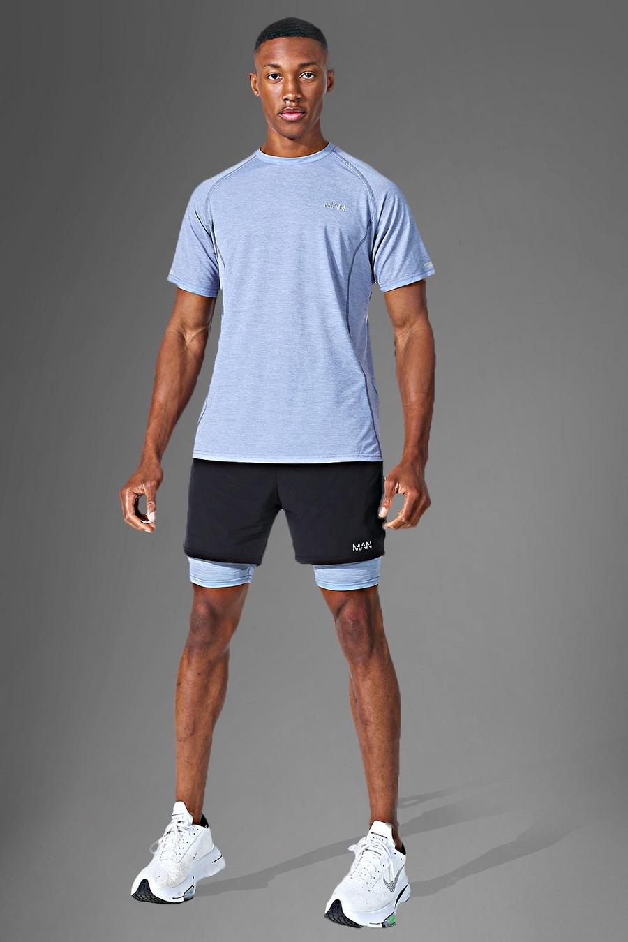 Grey MAN Active Tröja och shorts i kontrastfärger image number 1