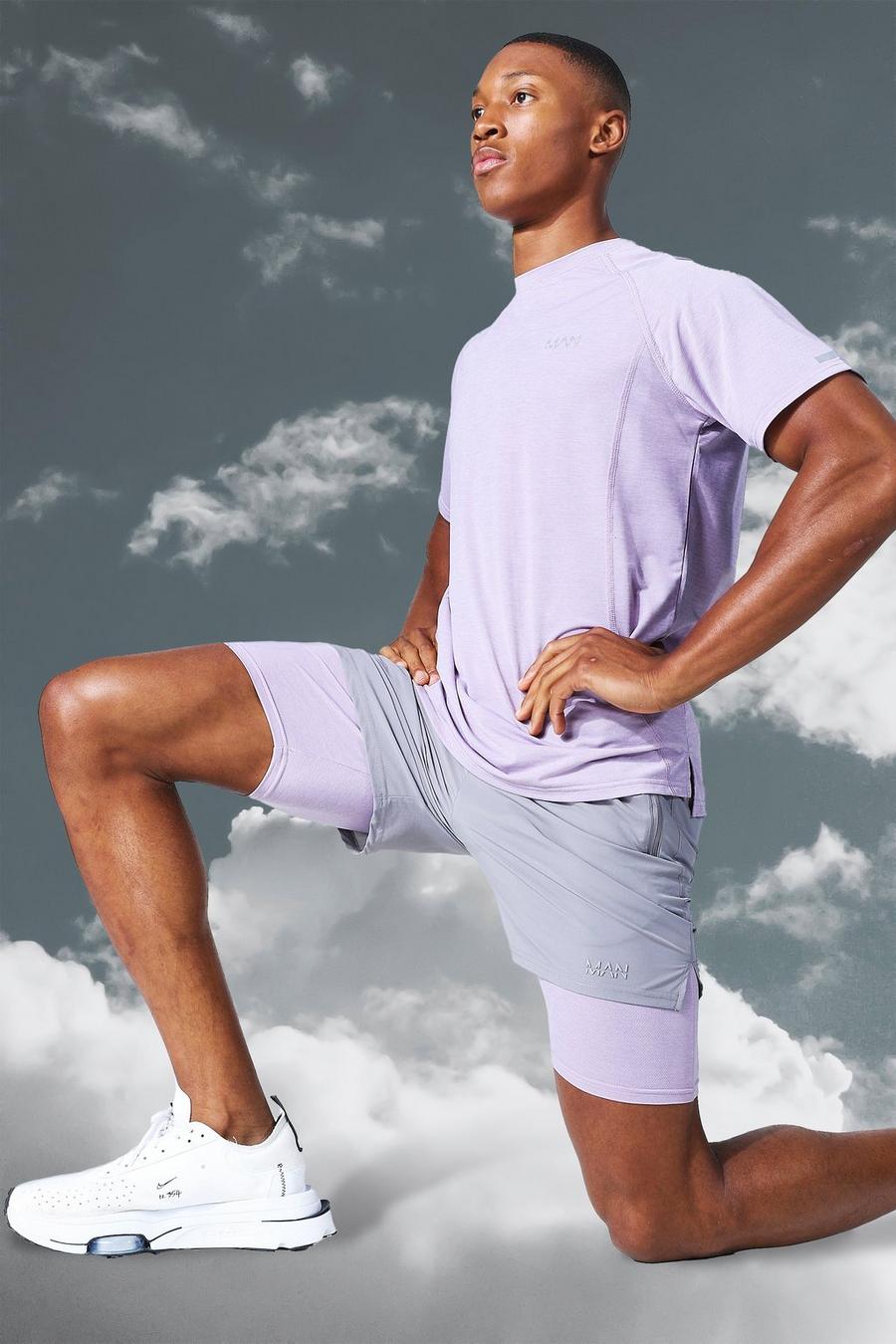 Mauve MAN Active Tröja och shorts i kontrastfärger image number 1