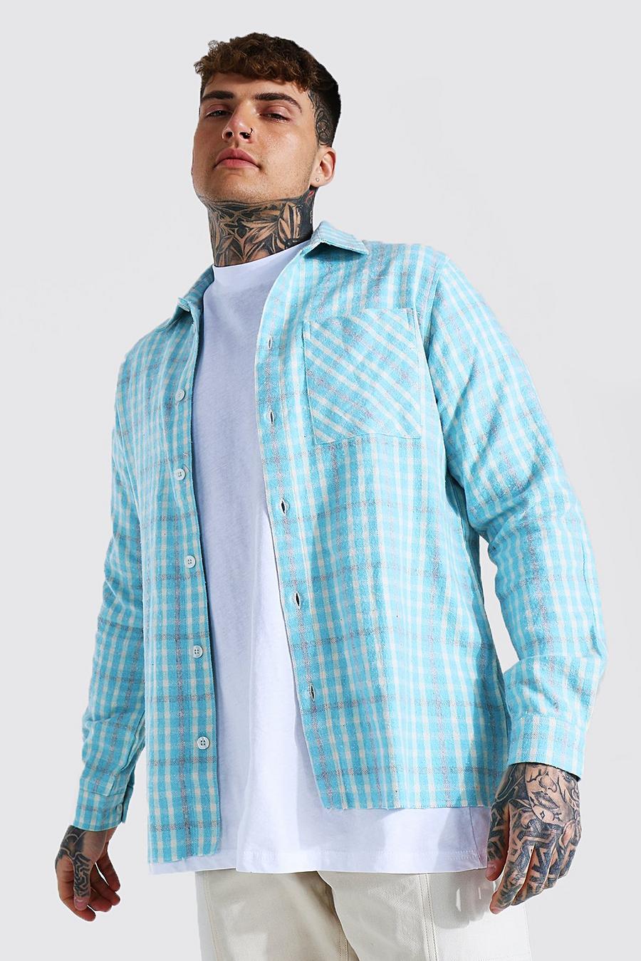 Light blue Long Sleeve Flannel Overshirt image number 1
