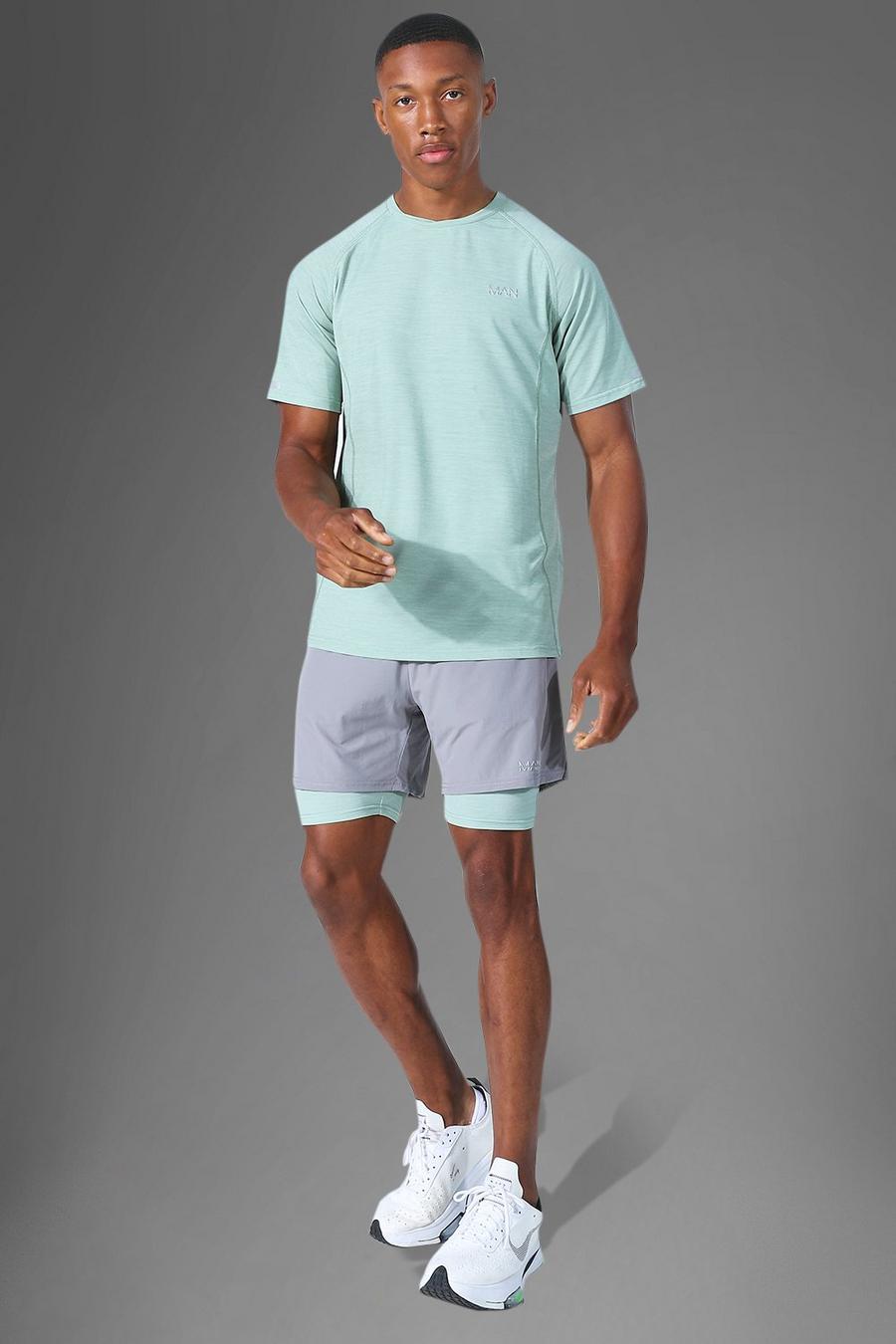 Mint MAN Active Set med shorts i kontrastfärger image number 1