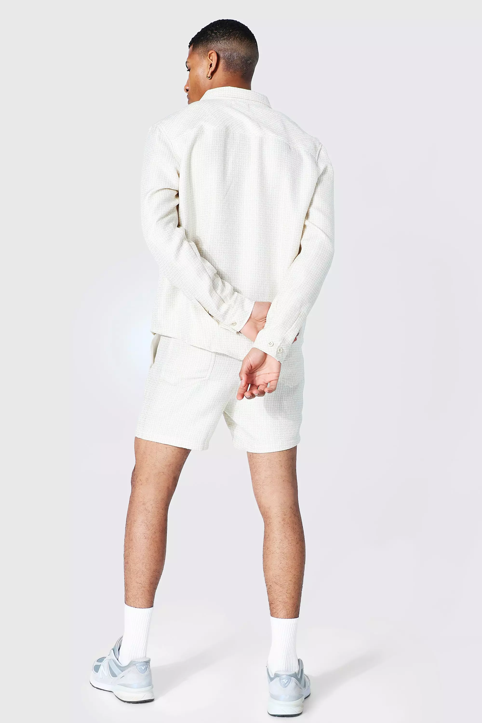 Ecru Boucle Check Overshirt alternative image
