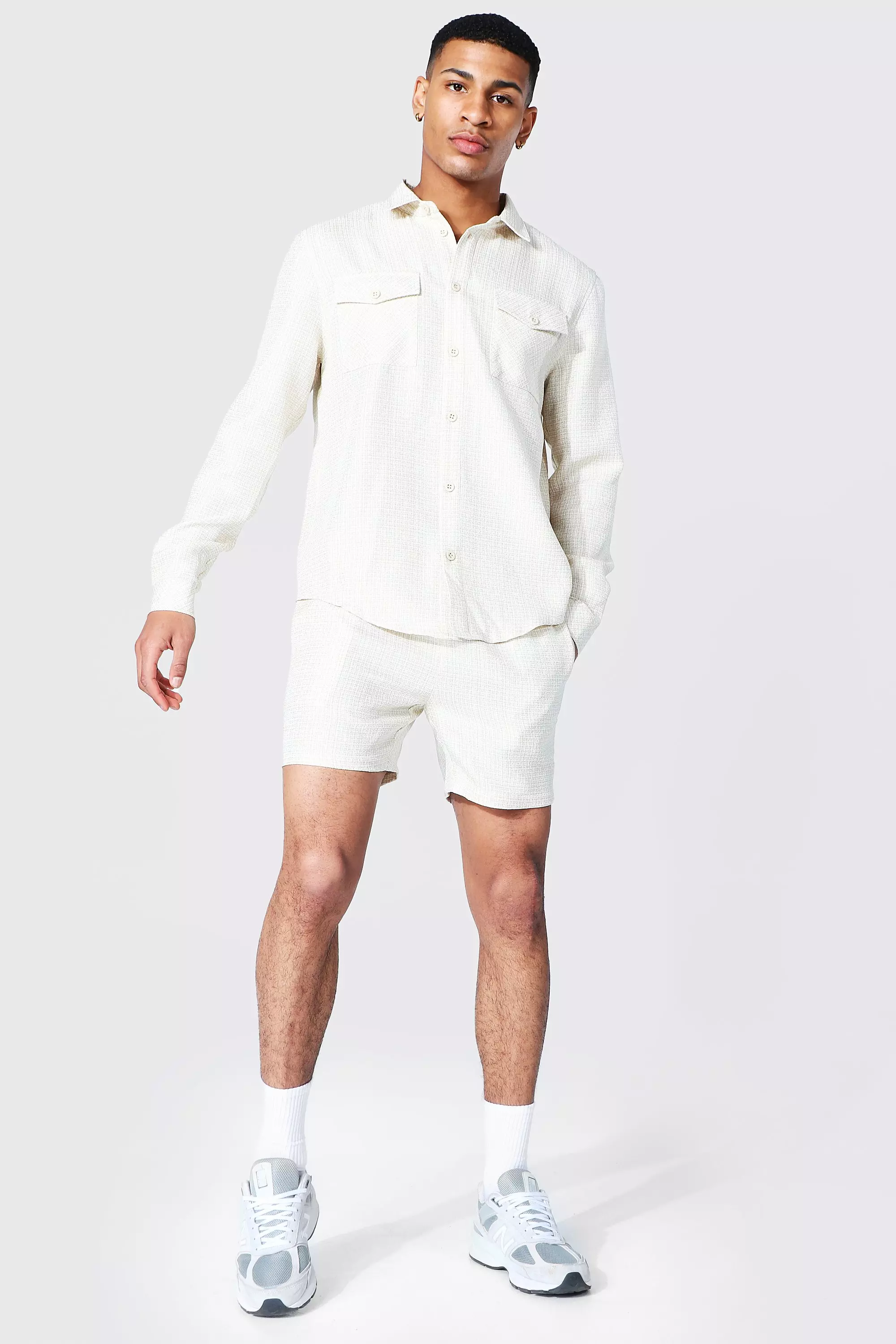 Ecru Boucle Check Overshirt alternative image
