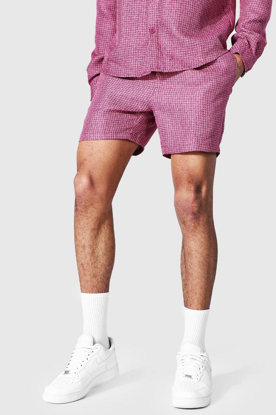 Pink Boucle Mid Length Shorts image number 1
