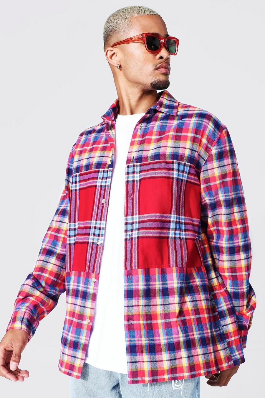Multi Oversized Spliced Check Shirt image number 1