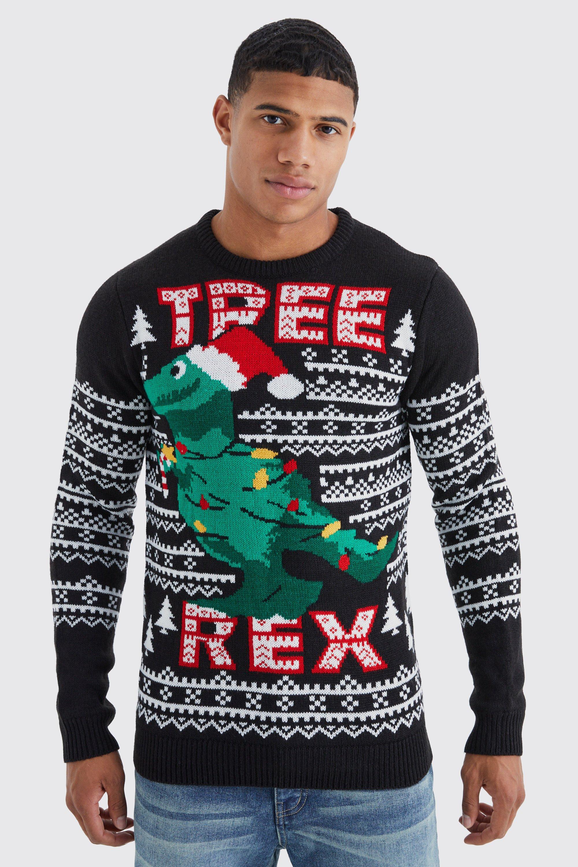 Pull de Noël en maille à imprimé Tree Rex