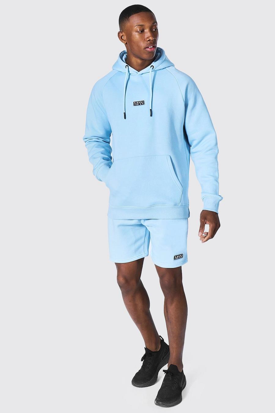Blue Man Active Training Hoodie And Short Set image number 1