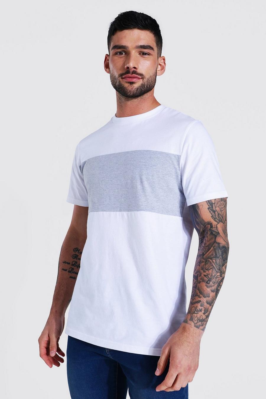 Grey marl Slim Fit Colour Block T-shirt image number 1