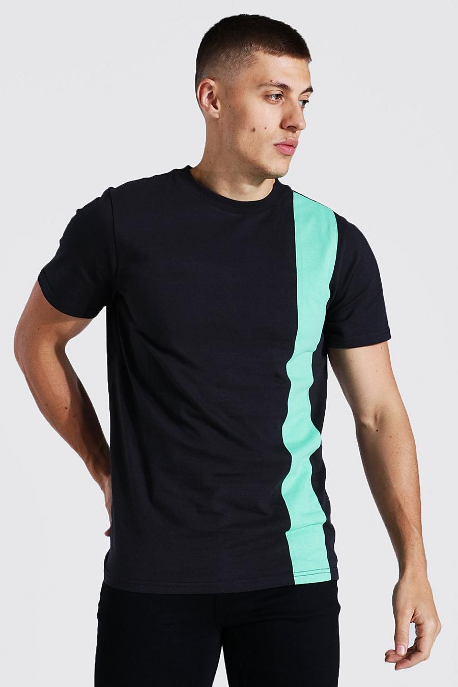 T-shirt slim effet color block, Jade image number 1