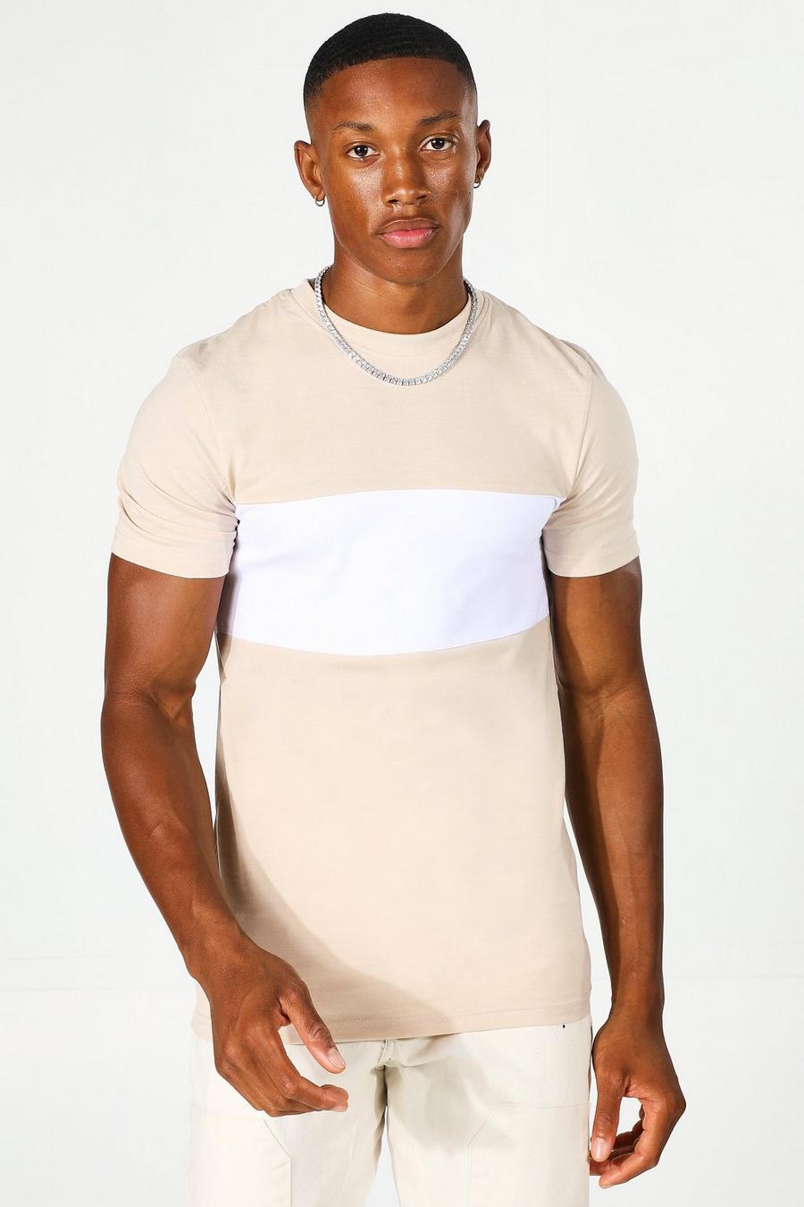 Muscle-Fit Colorblock T-Shirt, Pumice stone image number 1
