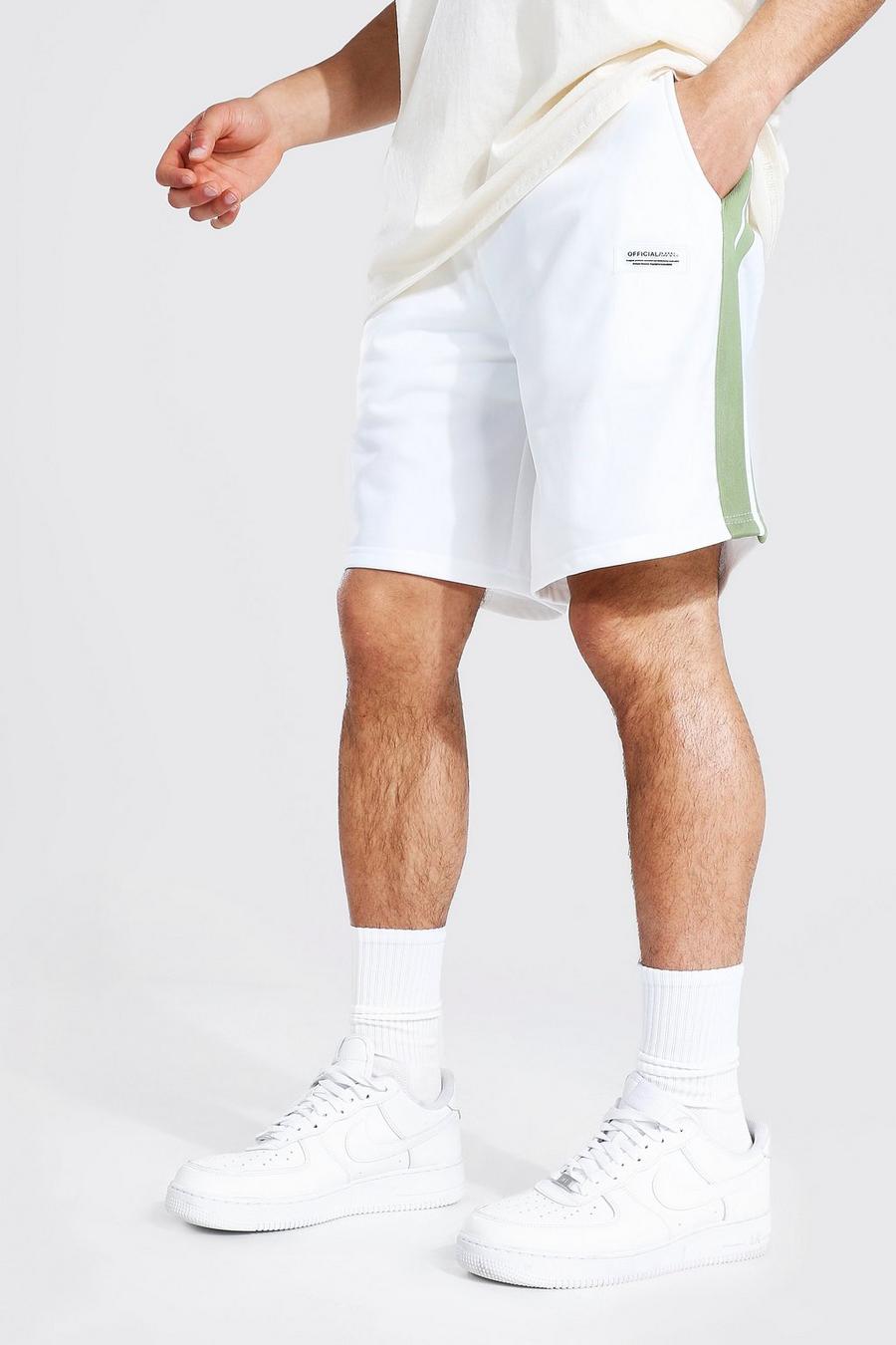Loose Fit Shorts aus Trikotstoff mit seitlichem Zierband, Naturfarben image number 1