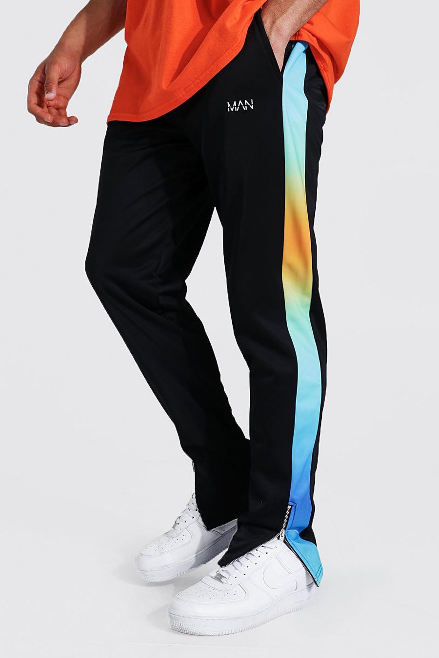 שחור מכנסי ריצה סקיני מבד טריקו עם פאנל בצד בגווני אומברה image number 1