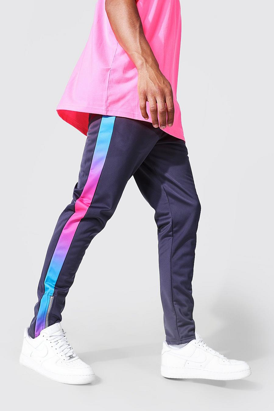 Charcoal Skinny Tricot Jogger With Ombre Side Panel image number 1