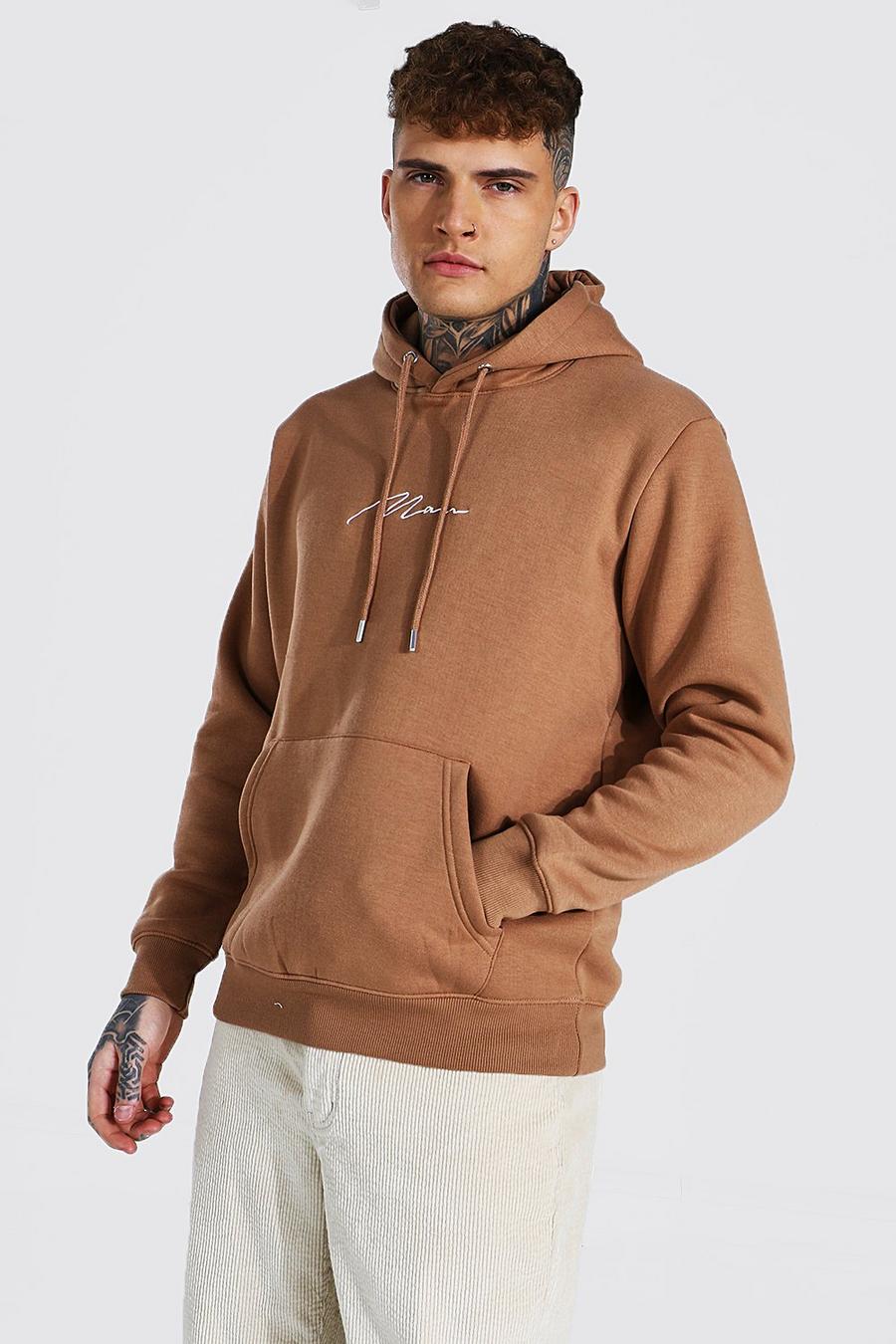 Brown Man Signature Over The Head Hoodie image number 1