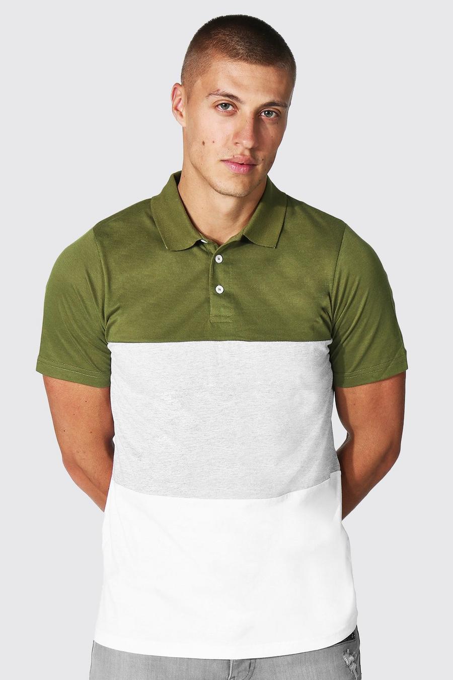 Slim-Fit Colorblock Poloshirt, Khaki image number 1