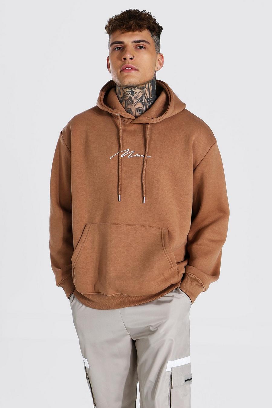 Brown Man Signature Oversized Hoodie image number 1