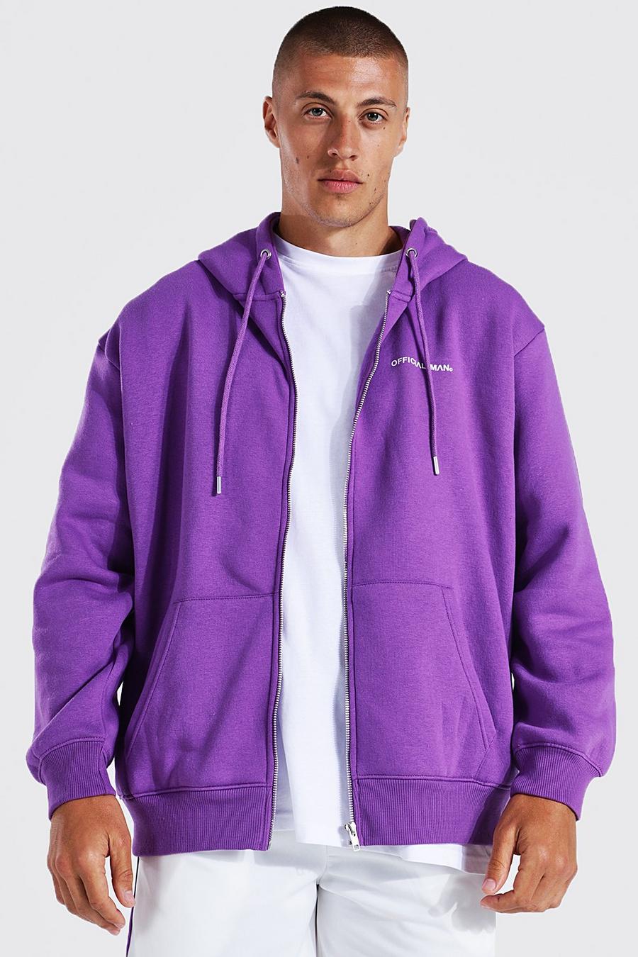 Purple Official Man Oversized Zip Through Hoodie image number 1