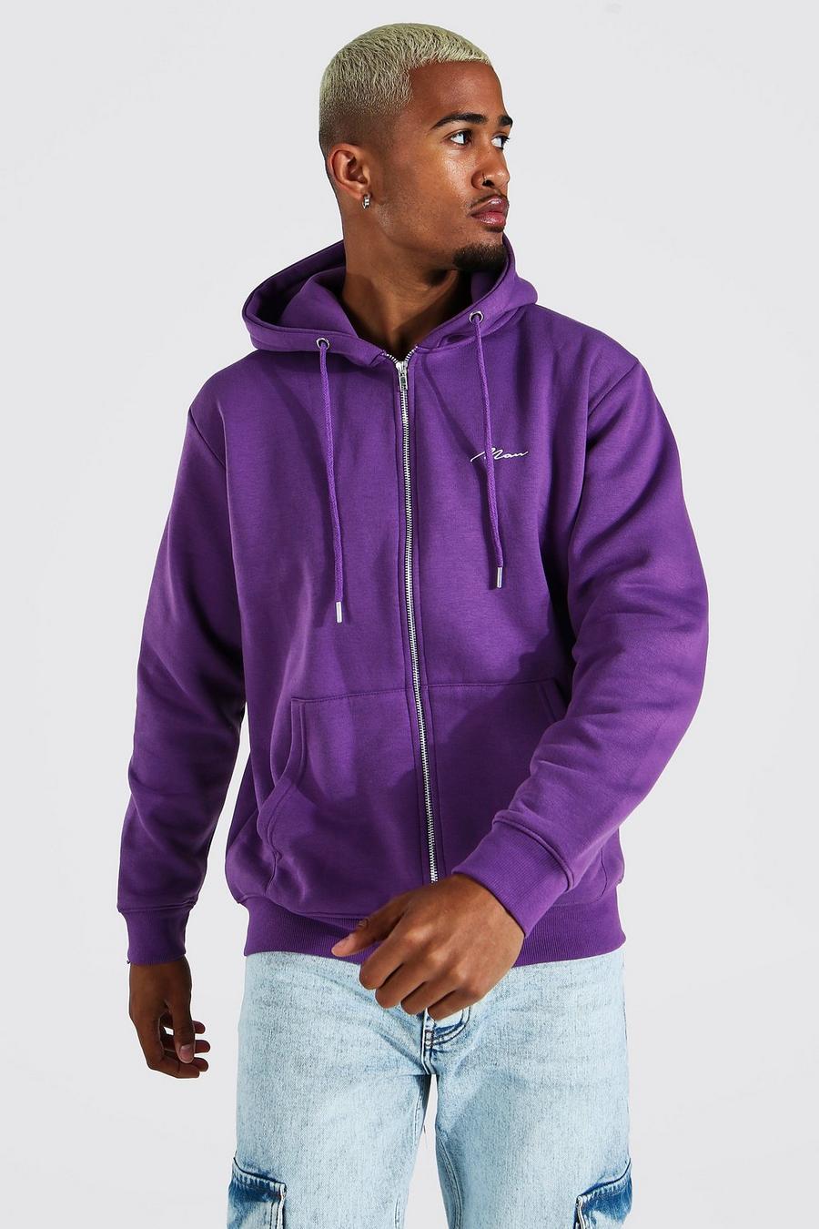 Purple Man Signature Zip Through Hoodie image number 1