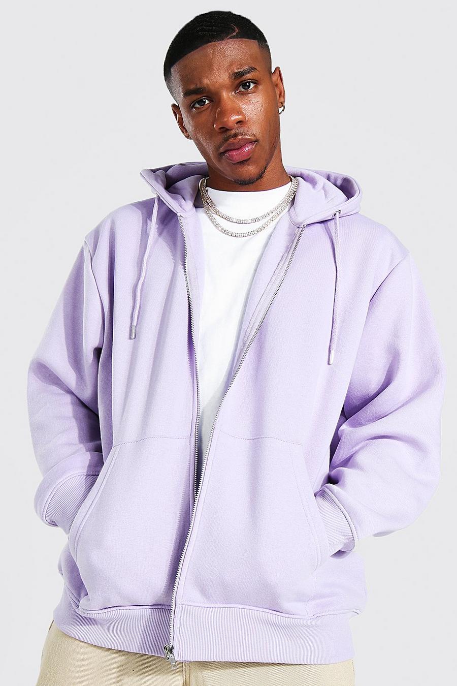 Lilac Oversized Zip Through Hoodie image number 1