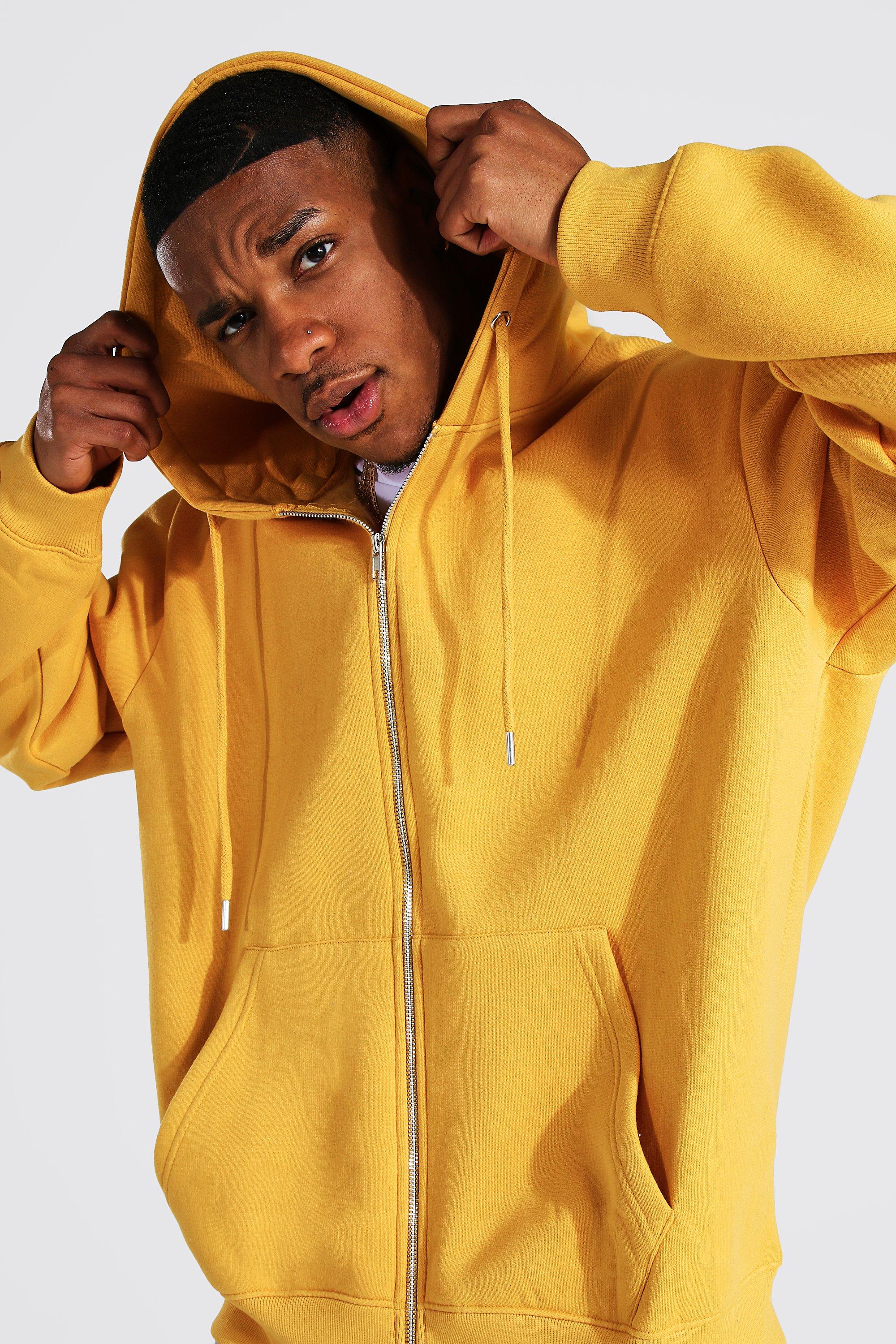 Mens yellow sales hoodie zipper