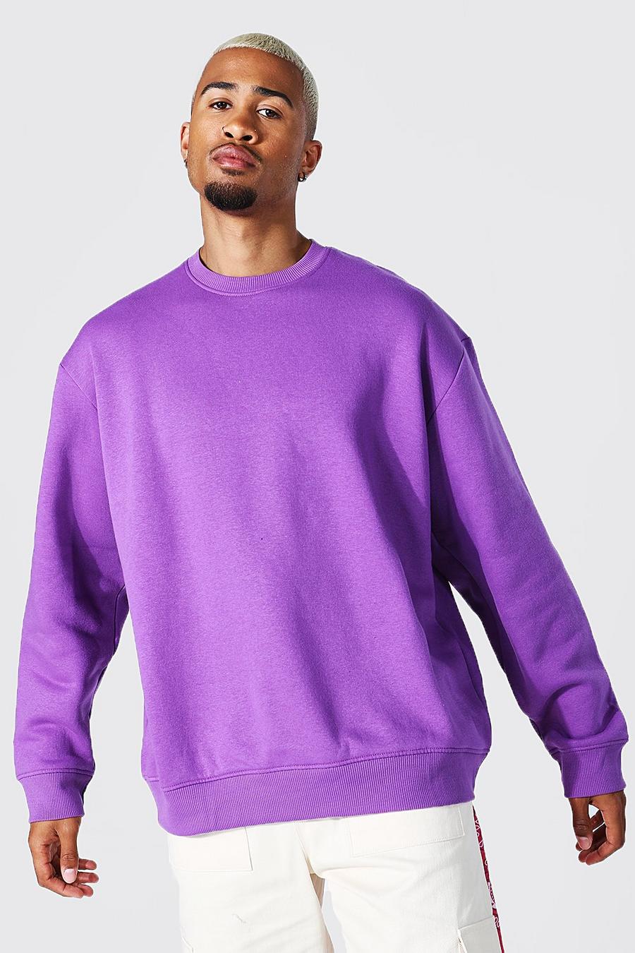 Purple Oversized Crew Neck Sweatshirt image number 1