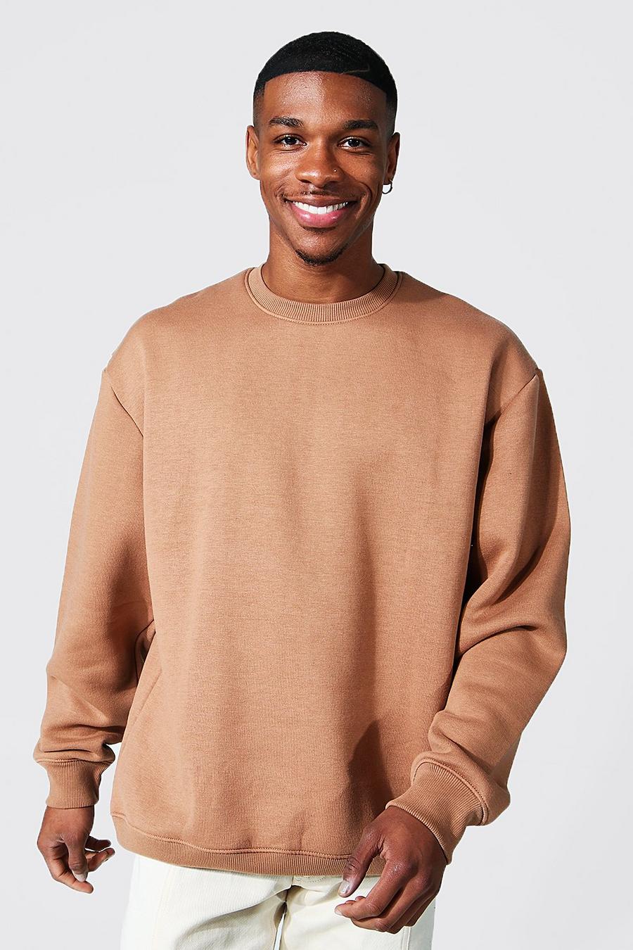 Brown Oversized Crew Neck Sweatshirt image number 1