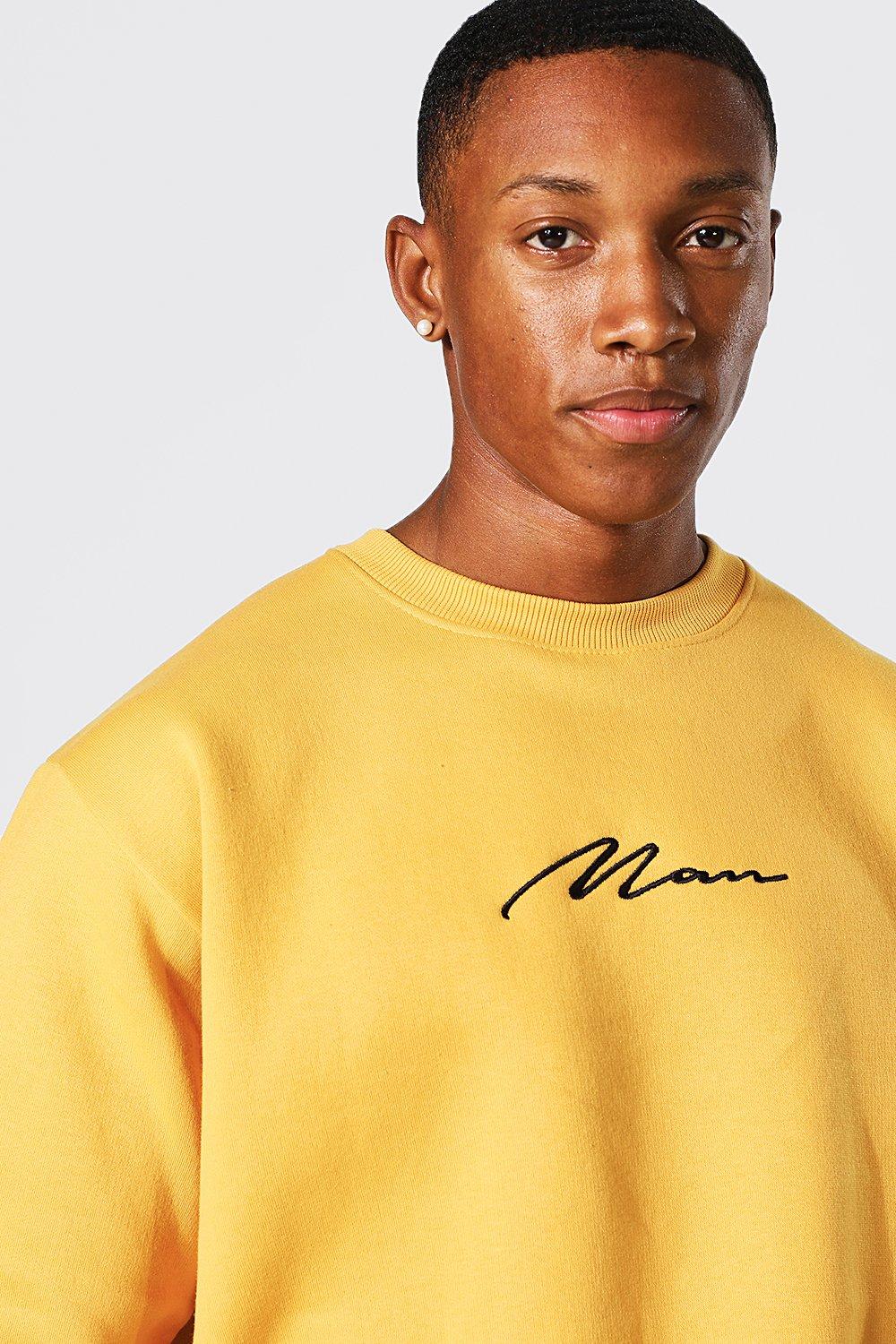 Man Signature Crew Neck Sweatshirt boohoo