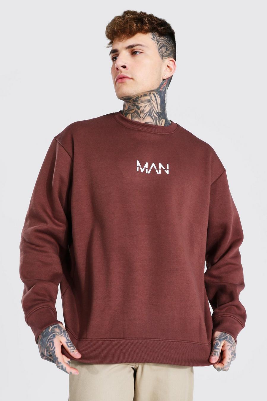 Chocolate Original Man Oversized Crew Neck Sweatshirt image number 1