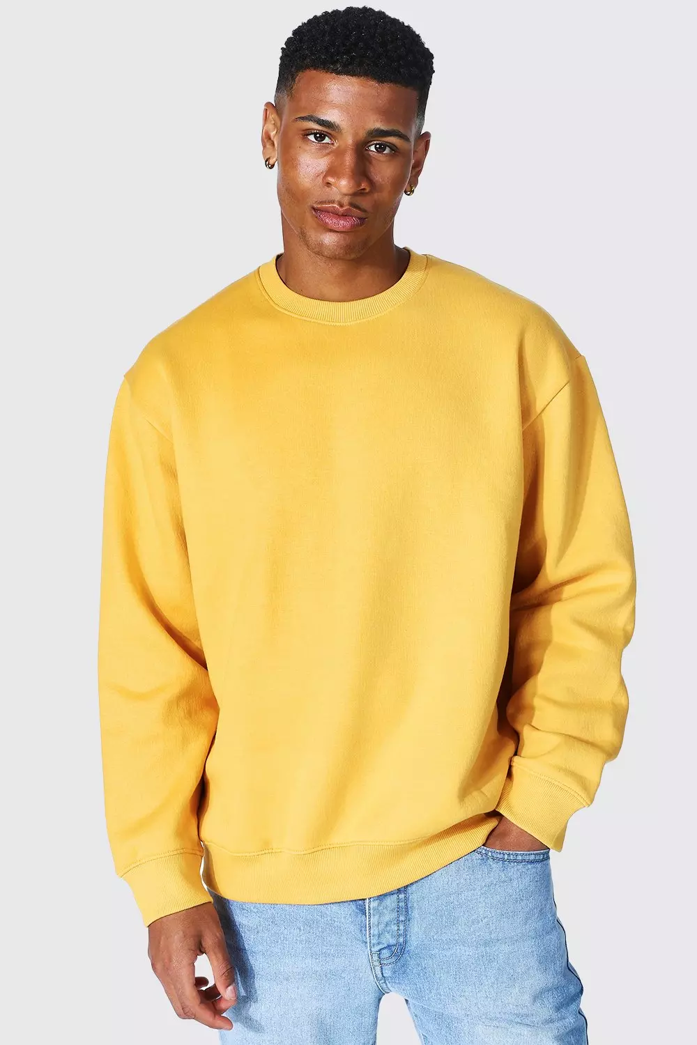 Oversized yellow shop crew neck