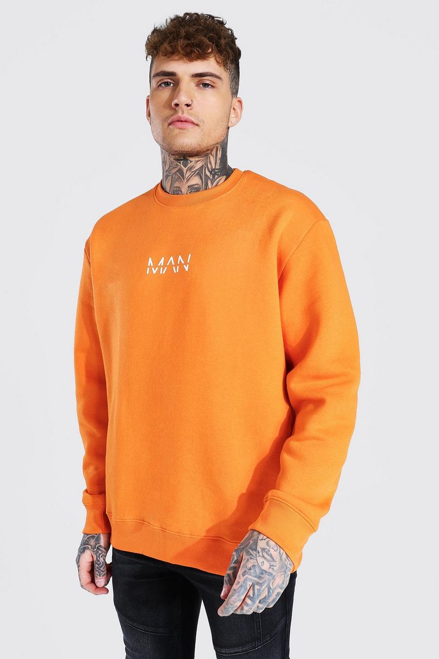 Orange Original Man Oversized Crew Neck Sweatshirt image number 1