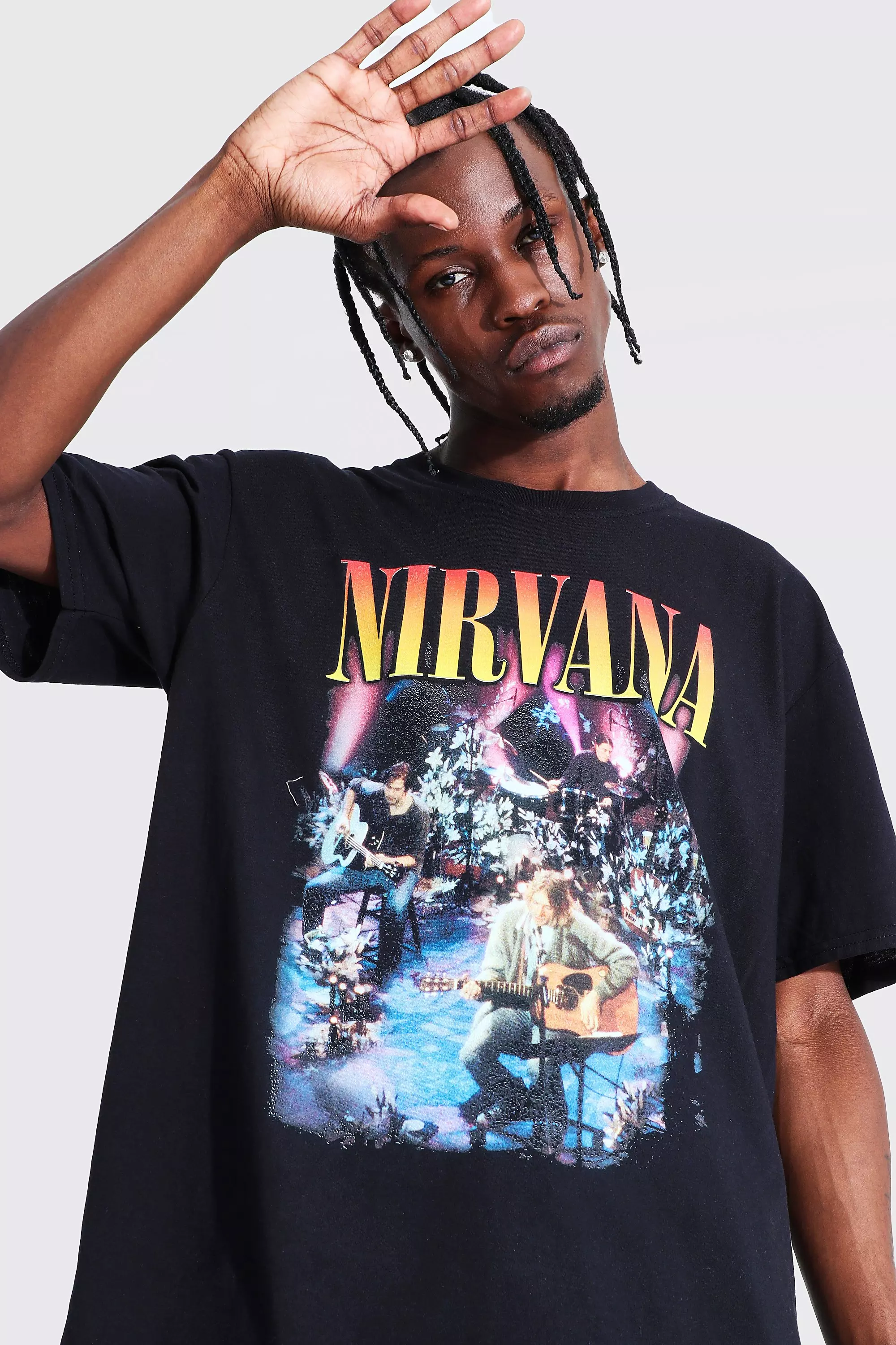 送料無料★boohoo/NIRVANA ライセンス プリント 黒 Tシャツ boohoo☆NIRVANA ライセンスプリント Tシャツ(送料込) boohoo
