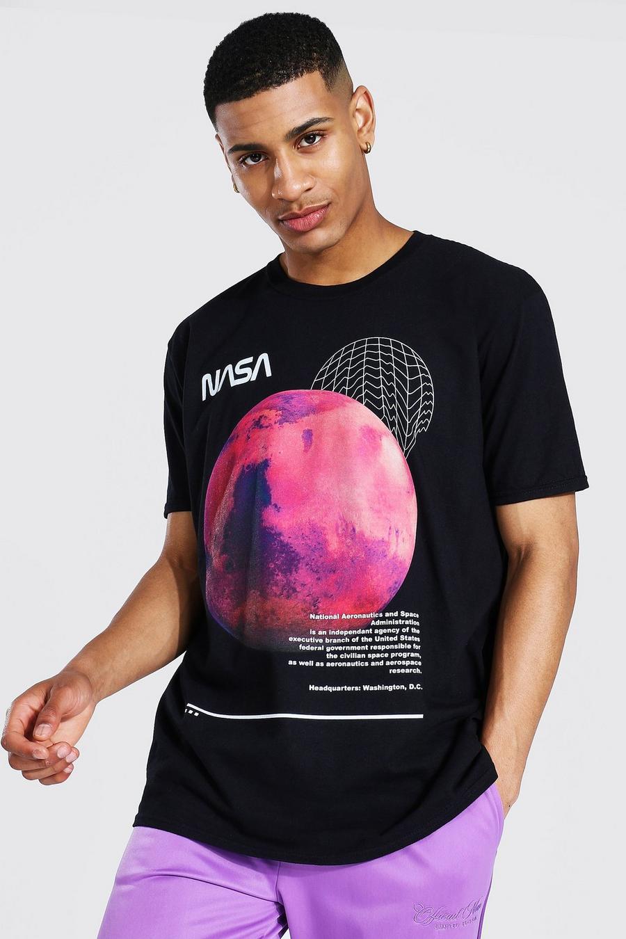 Black Oversized Gelicenseerd Nasa Maan T-Shirt image number 1