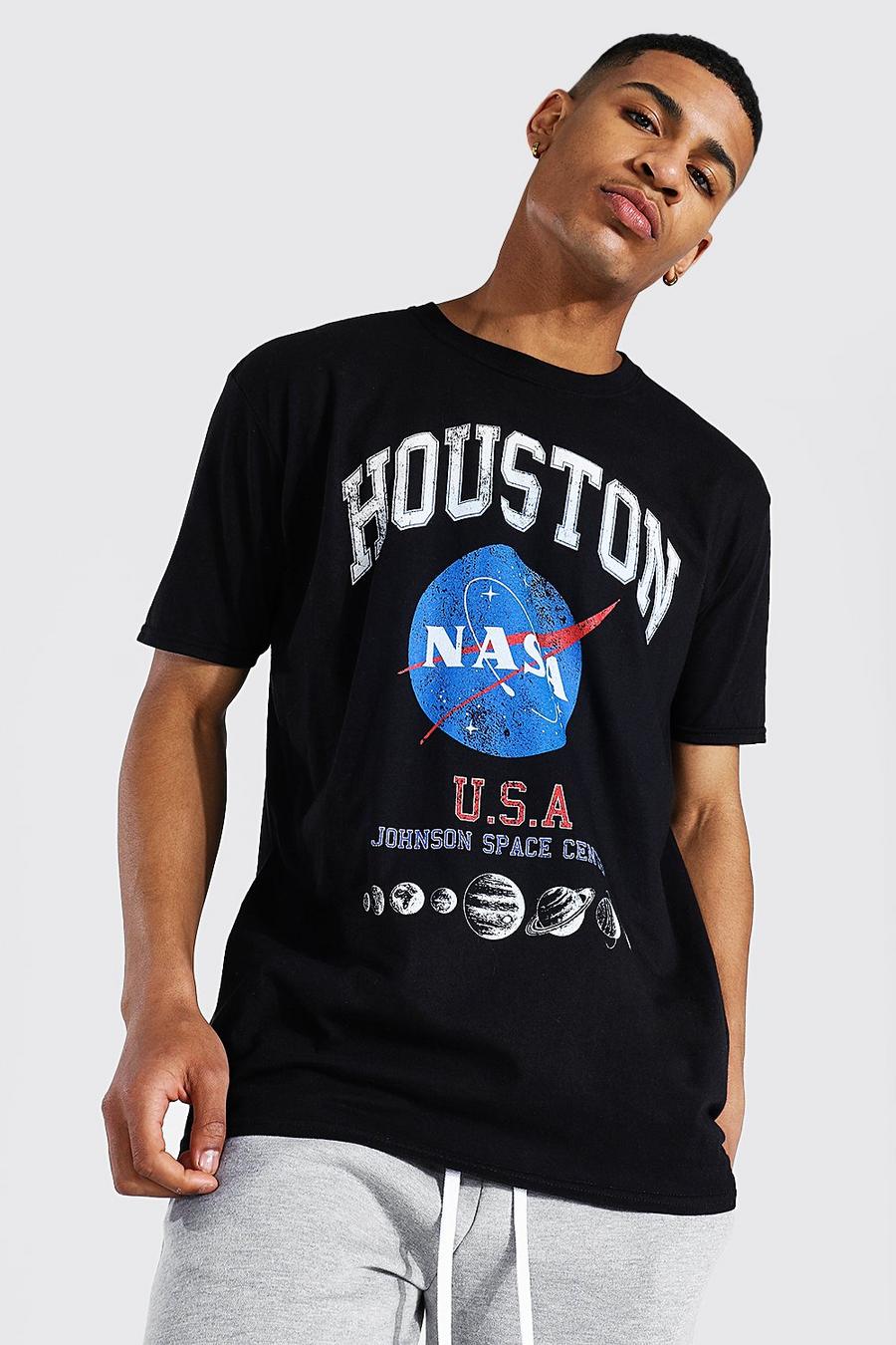 Black Oversized Nasa Houston License T-shirt image number 1