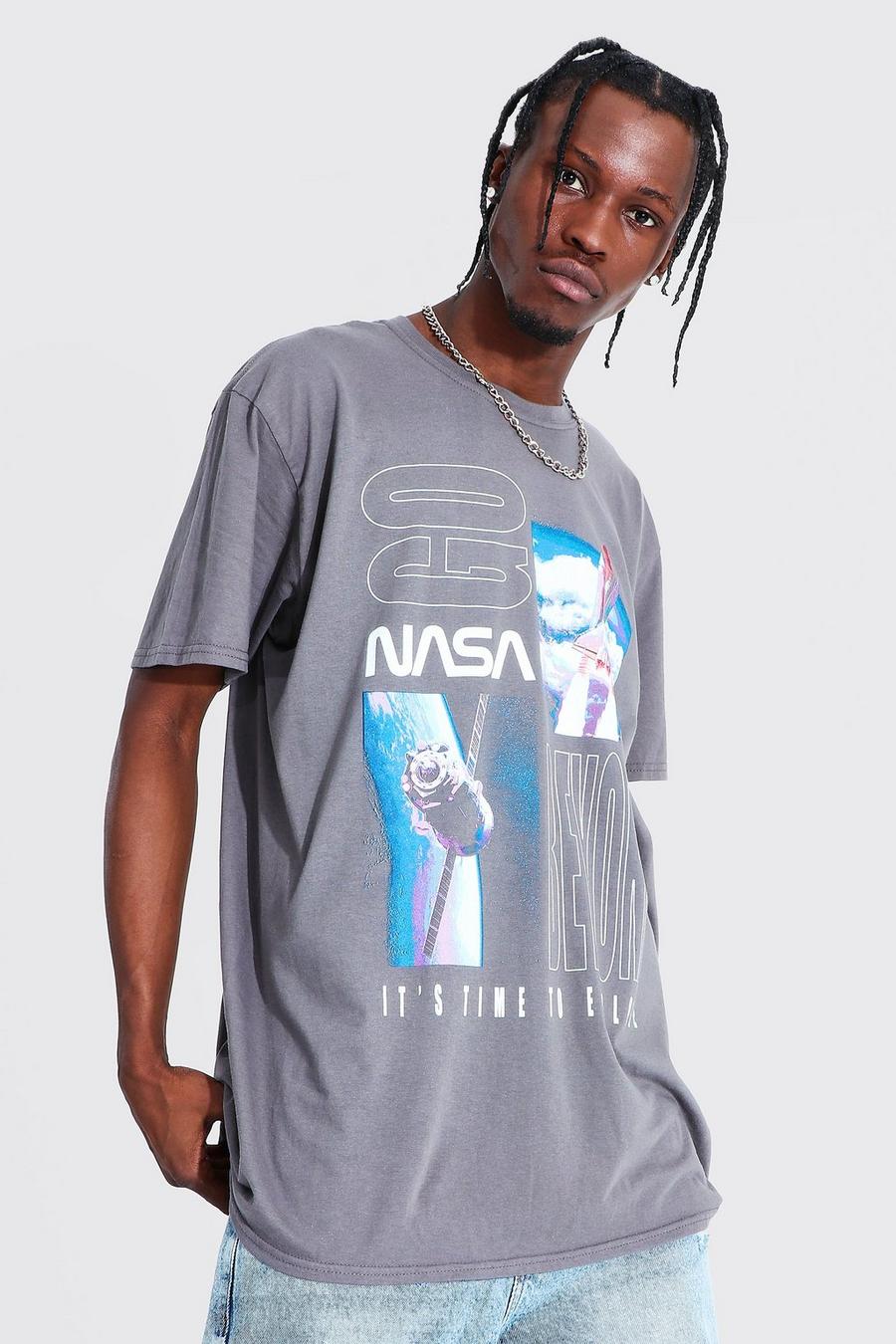Charcoal Oversized Nasa Go Beyond License T-shirt image number 1