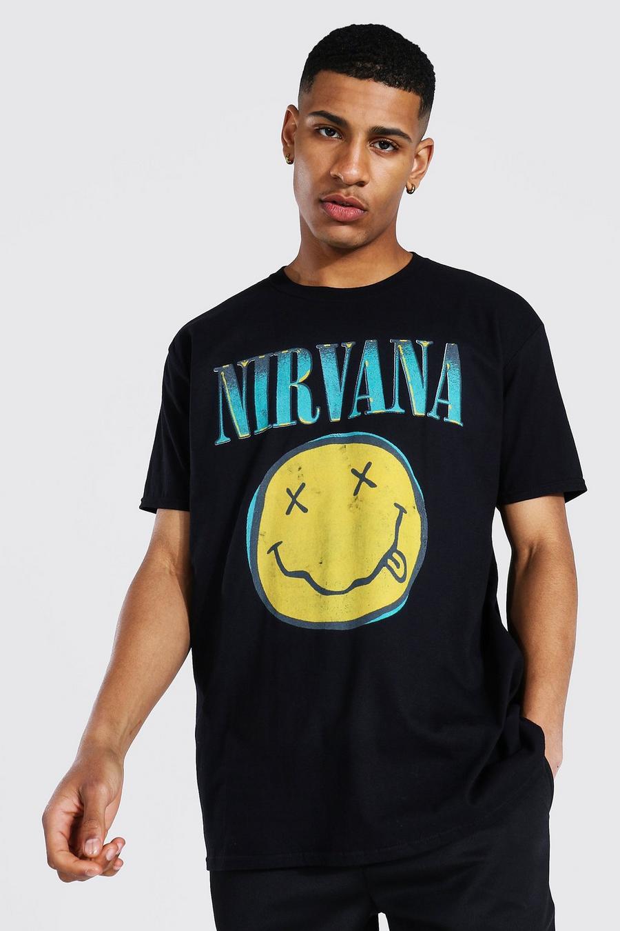Black Oversized Nirvana License T-shirt image number 1