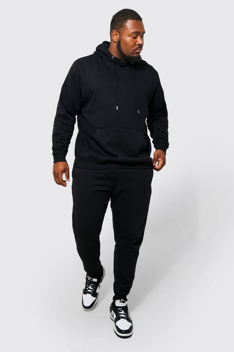 Black svart Plus - Basic Träningsoverall med hoodie i återvunnet tyg